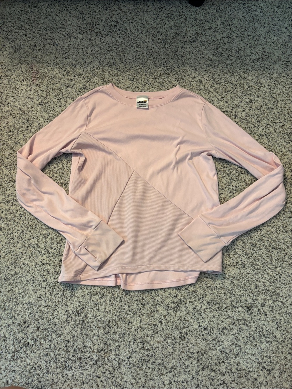 Avia 10-12 Light Pink Textured Long Sleeve Athletic Long Sleeve